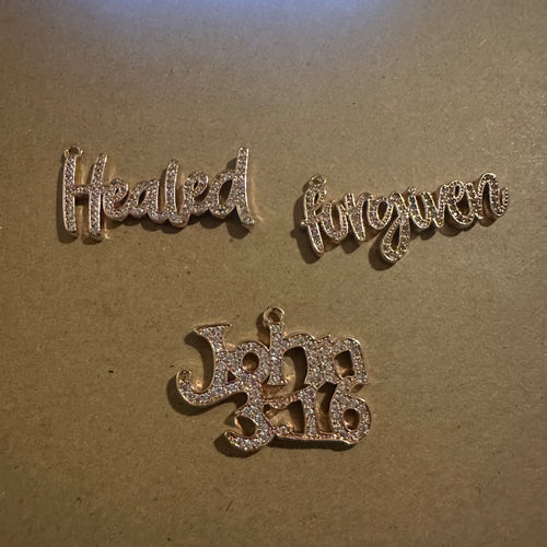 3 pave word charms (rose gold)