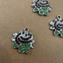 Load image into Gallery viewer, Purple flower charms (silver).