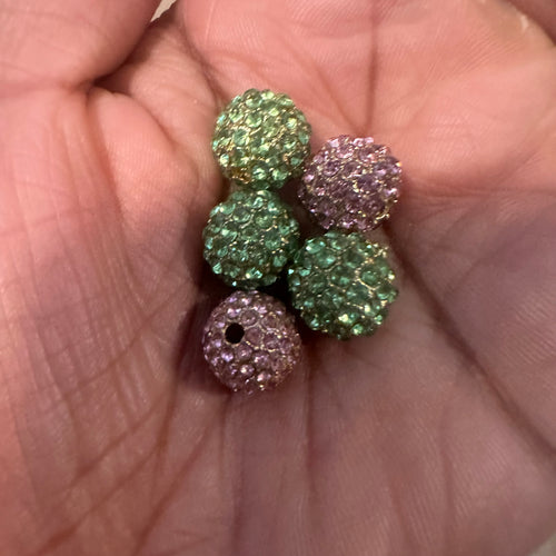 5 gold rhinestone beads 10mm*