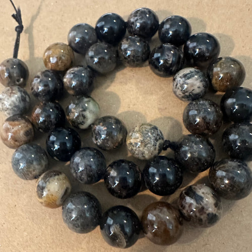 Brown and black mixed beads 11mm