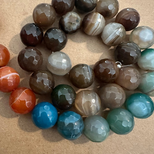 Mixed brown agate beads 14mm