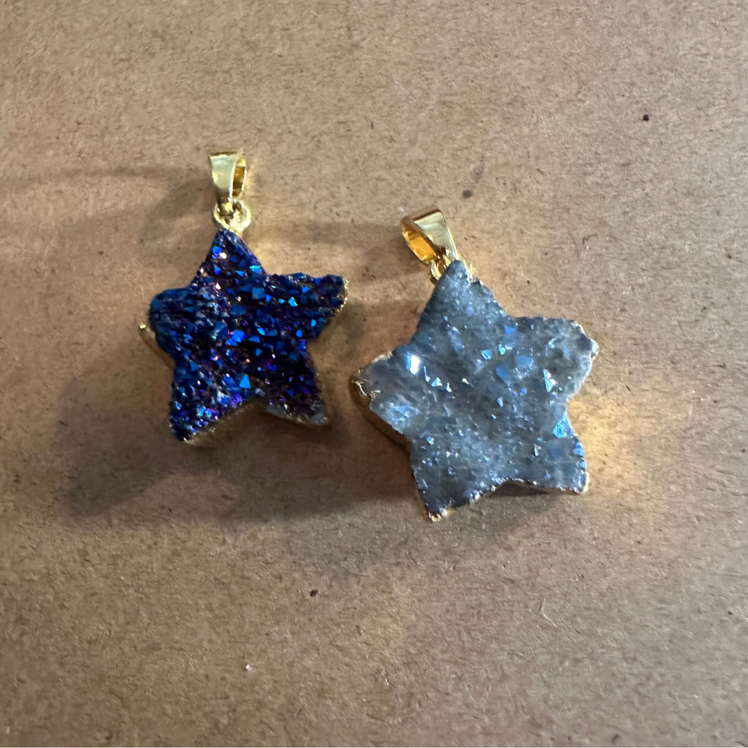 2 druzy star charms