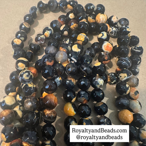 Black and orange agate beads