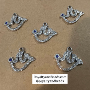 3 rhinestone dove charms.
