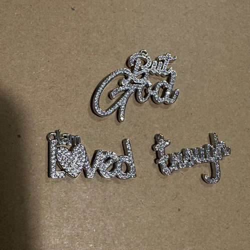 3 pave word charms (silver)