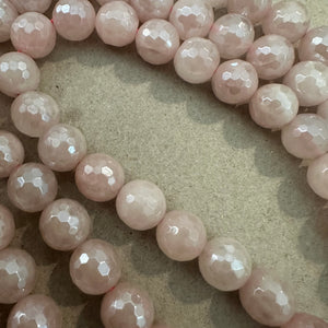 Pink agate beads.