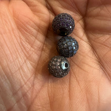 Load image into Gallery viewer, 3 pave bead charms (black)