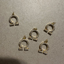 Load image into Gallery viewer, 2 Gold pave Omega charms.