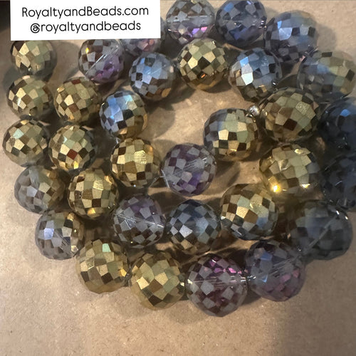Clear and gold electroplated beads 12mm