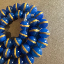 Load image into Gallery viewer, Blue and gold stripe beads