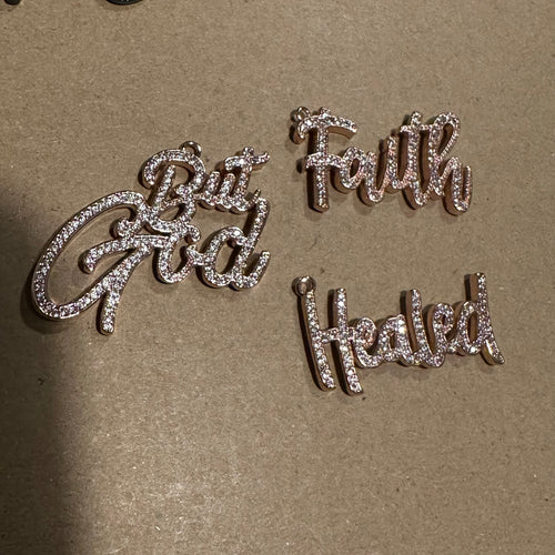 3 pave word charms (rose gold)