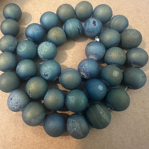 Blue druzy beads