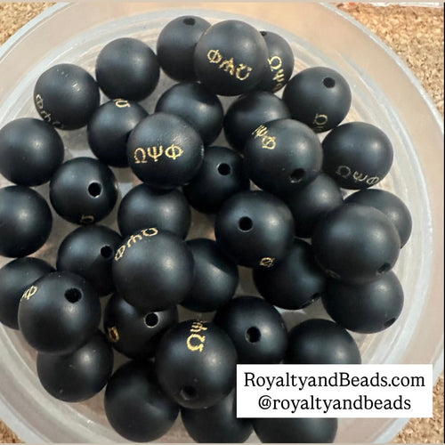 Black Omega Psi Phi beads