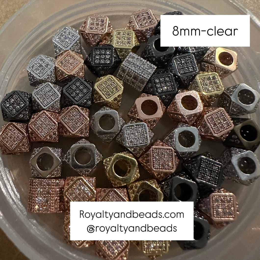 Clear Pave bead spacers 8mm