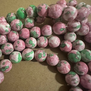 Pink and green beads