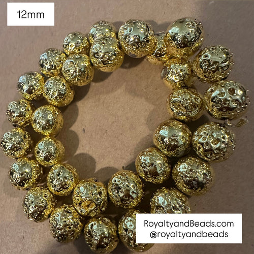 Gold rocks beads 12mm