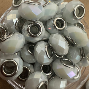 10 white big hole beads