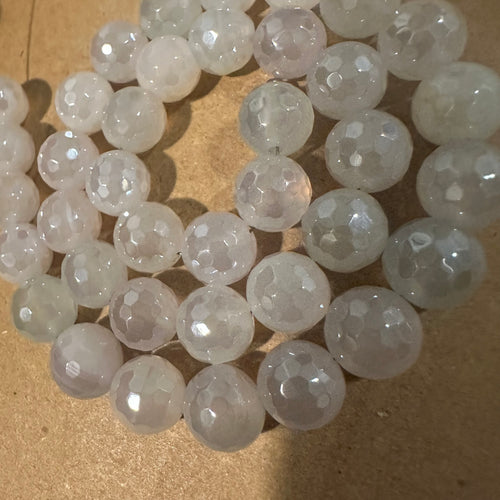 Icy white agate beads