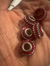 Load image into Gallery viewer, 5 red rhinestone beads (big hole)