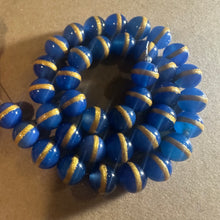 Load image into Gallery viewer, Blue and gold stripe beads