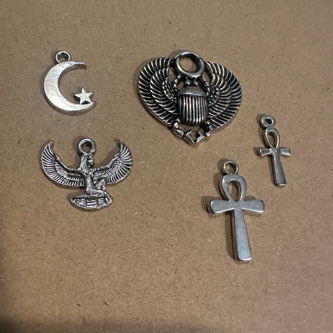 5 silver Egyptian charms