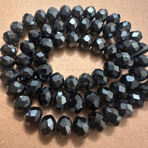 Black crystal beads 8mm