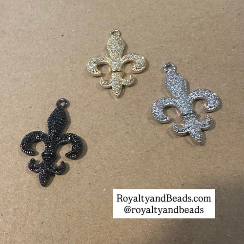 Pave fleurdelis charm.