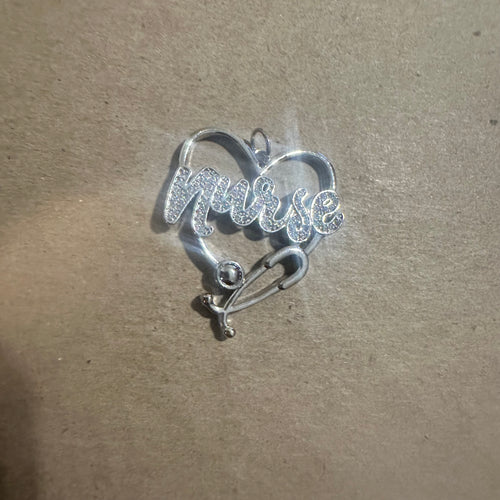 Silver pave nurse charm