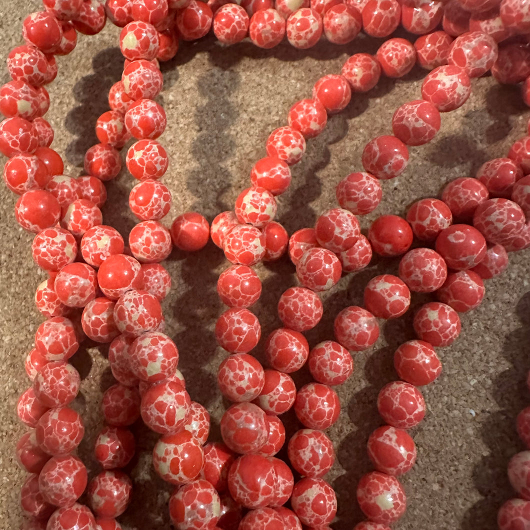 Red and tan beads 8mm