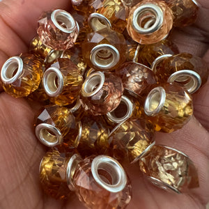10 goldish big hole beads