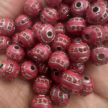 Load image into Gallery viewer, Red rhinestone beads 10mm