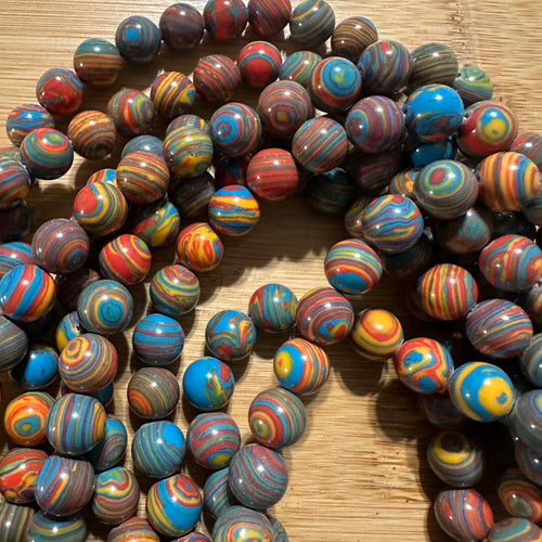 Blue and red swirl beads.