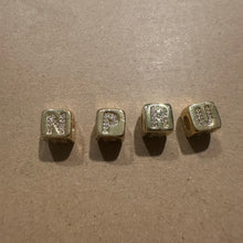 Load image into Gallery viewer, Gold pave letter charm.