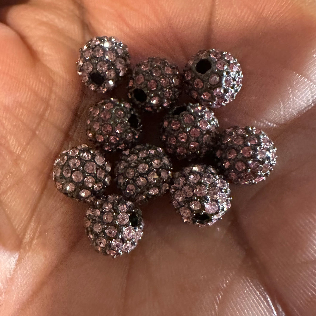 5 pink AB beads 8mm