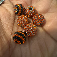 Load image into Gallery viewer, 6 orange rhinestone beads 10mm