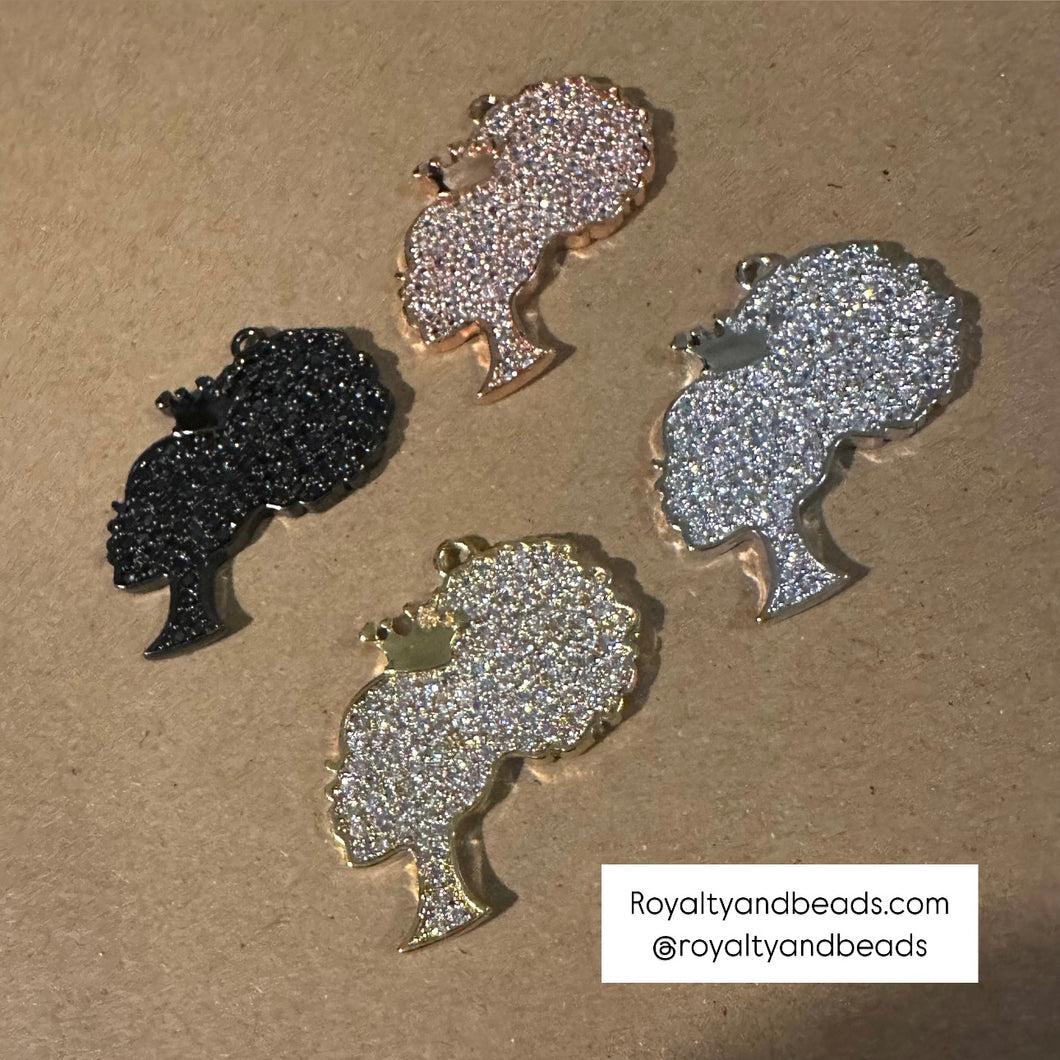 Pave natural hair girl charm