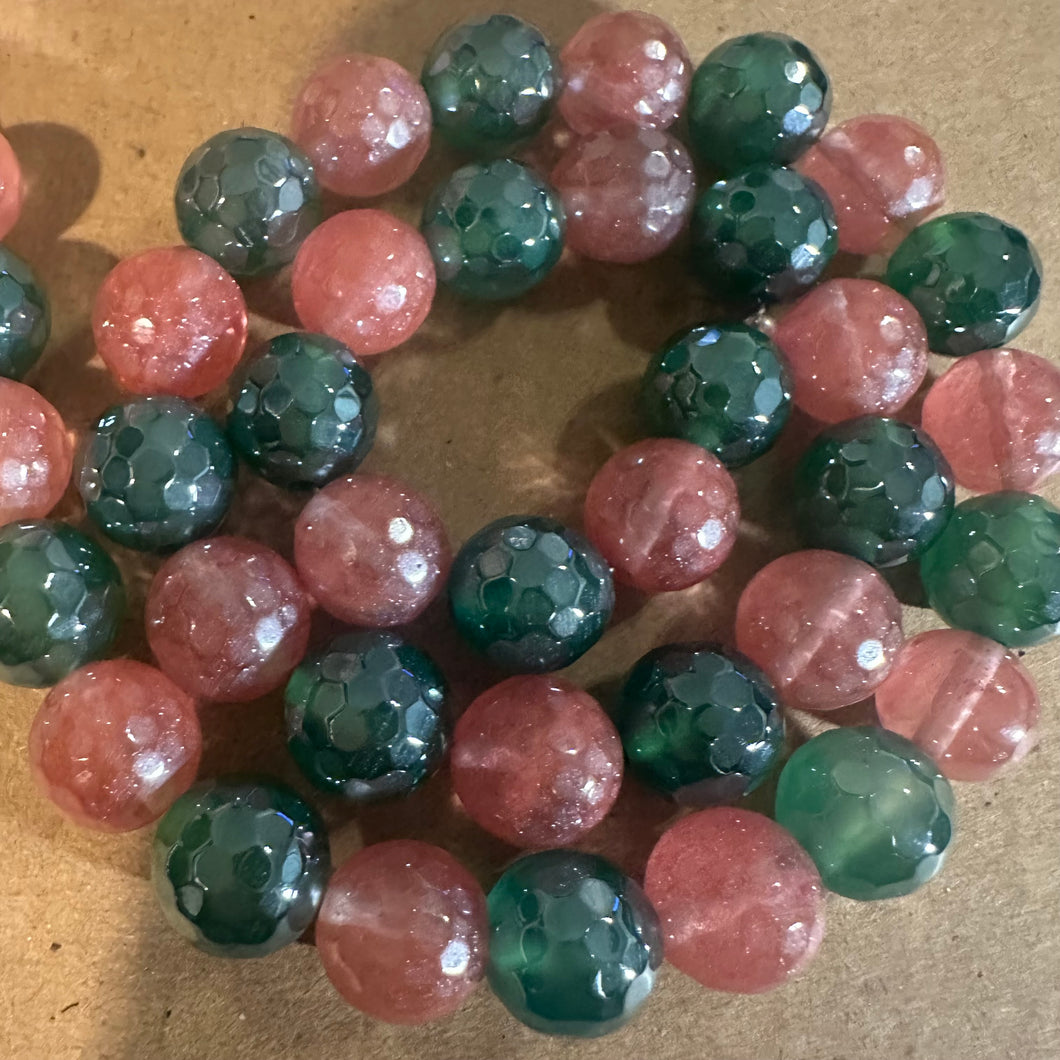 Pink and green beads