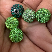 Load image into Gallery viewer, 5 green 12mm pave beads