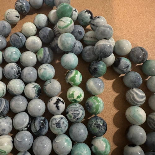 Greenish agate beads.