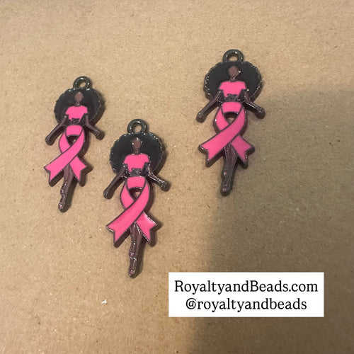 Pink ribbon girl charm