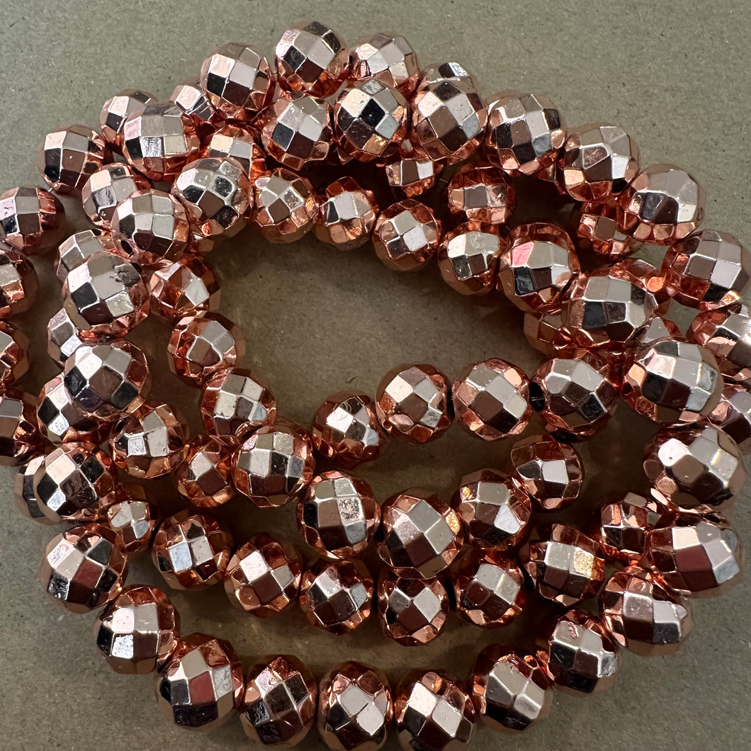 Faceted rose gold beads