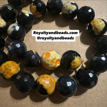 Load image into Gallery viewer, Black and yellow agate beads 12mm