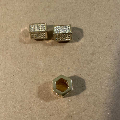 3 pave bead charms (gold)