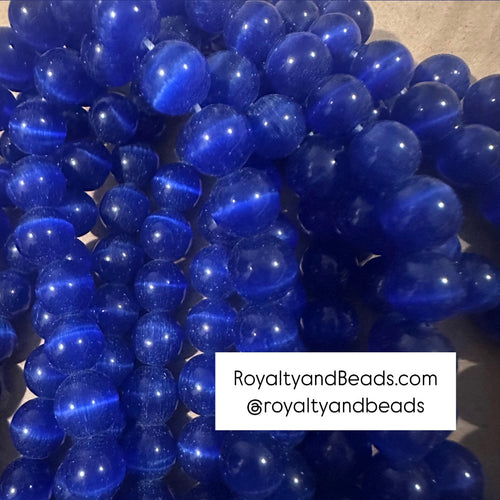 Blue cats eye beads 10mm.