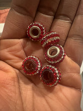 Load image into Gallery viewer, 5 red rhinestone beads (big hole)