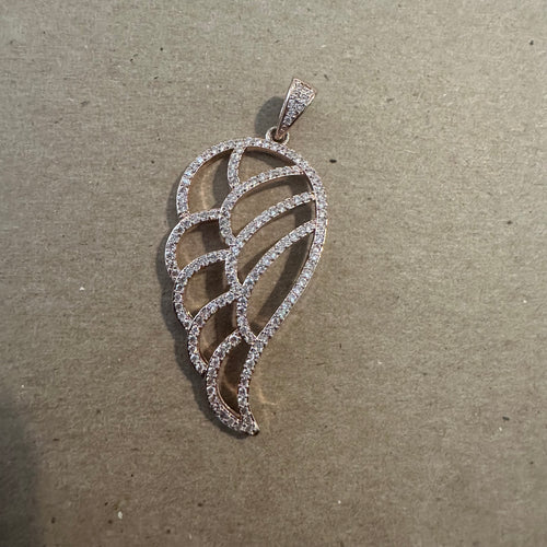 Rose gold pave angel wing