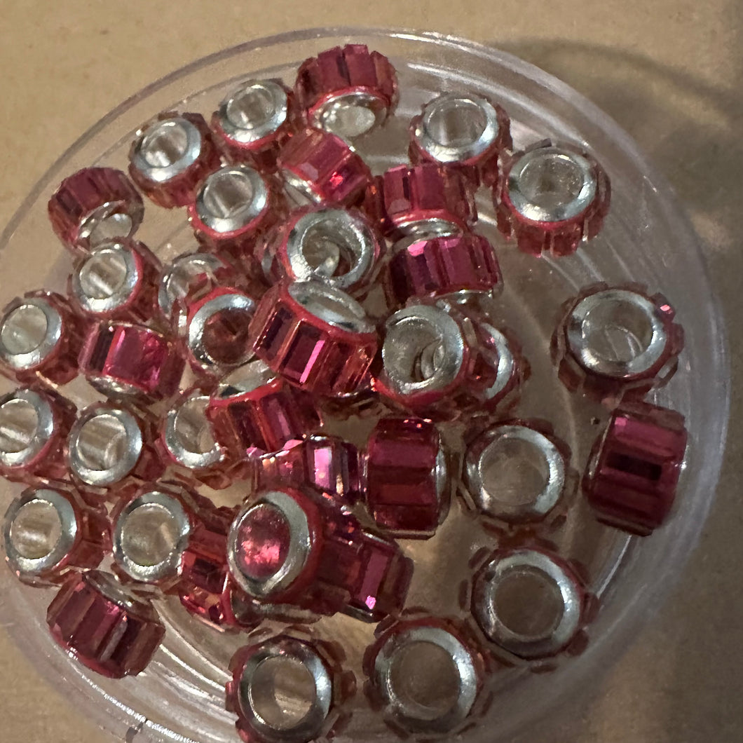10 pink big hole beads.