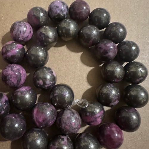 Purple pyrite beads 12mm