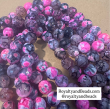 Load image into Gallery viewer, Black and pink agate beads