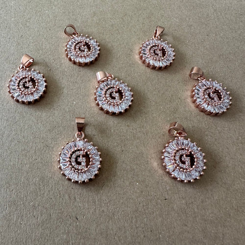 Rose Gold pave letter charms G